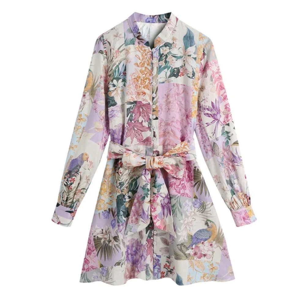 ZARA tropical print mini dress